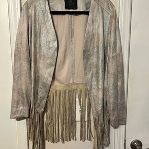 Women's Fringe Jacket - Gray/ silver